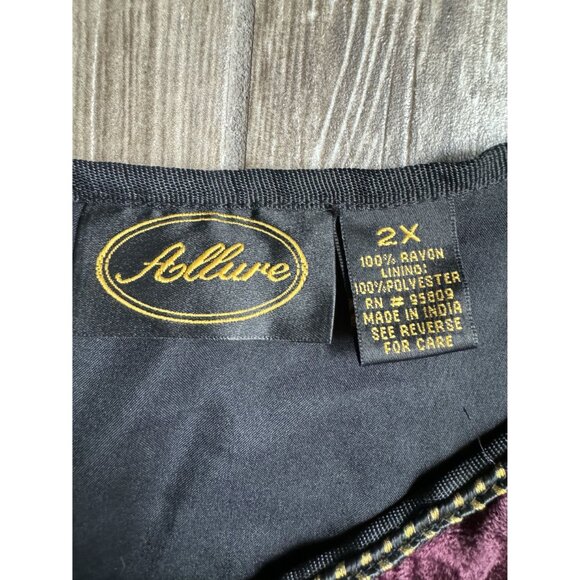 Vtg Boho Chic Velvet Jacket Embroidered Floral Patchwork Allure 2X Womens Gypsy - Picture 6 of 8